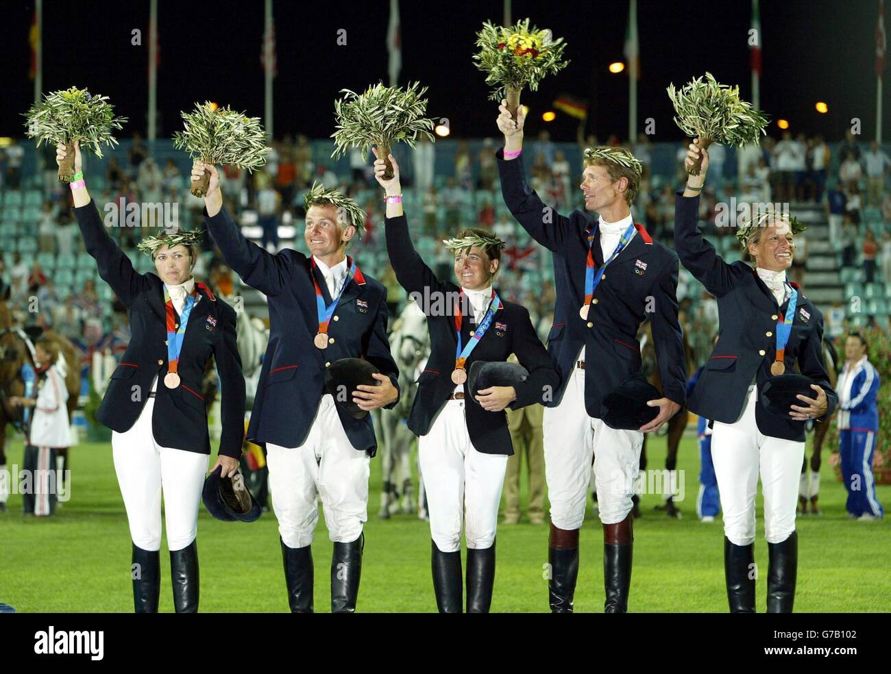 GB Equestrian team celebrate bronze Stock Photo Alamy