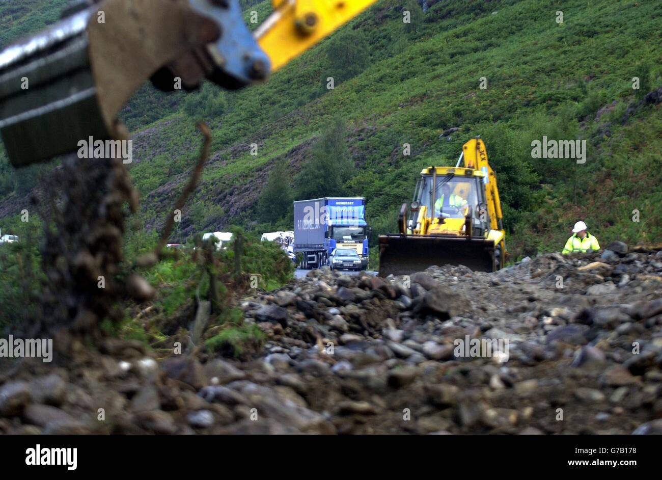 The scene as a massive clear-up operation gets, under way in Scotland ...
