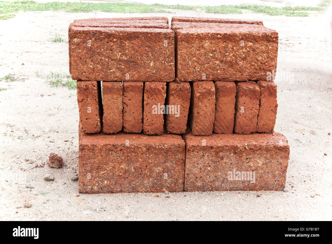laterite pile a hazel filled with rough surfaces on floor Stock Photo