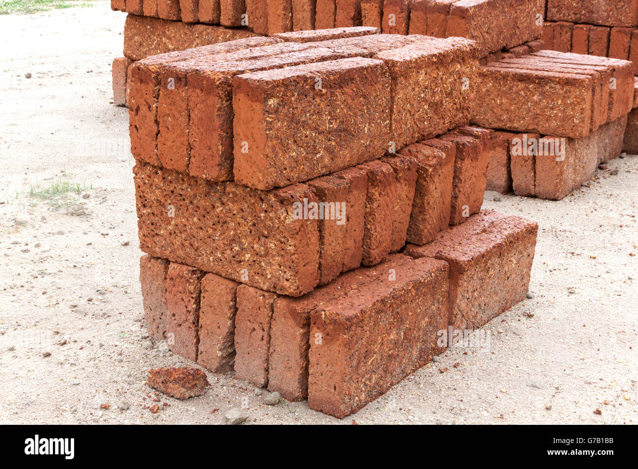 laterite pile a hazel filled with rough surfaces on floor Stock Photo