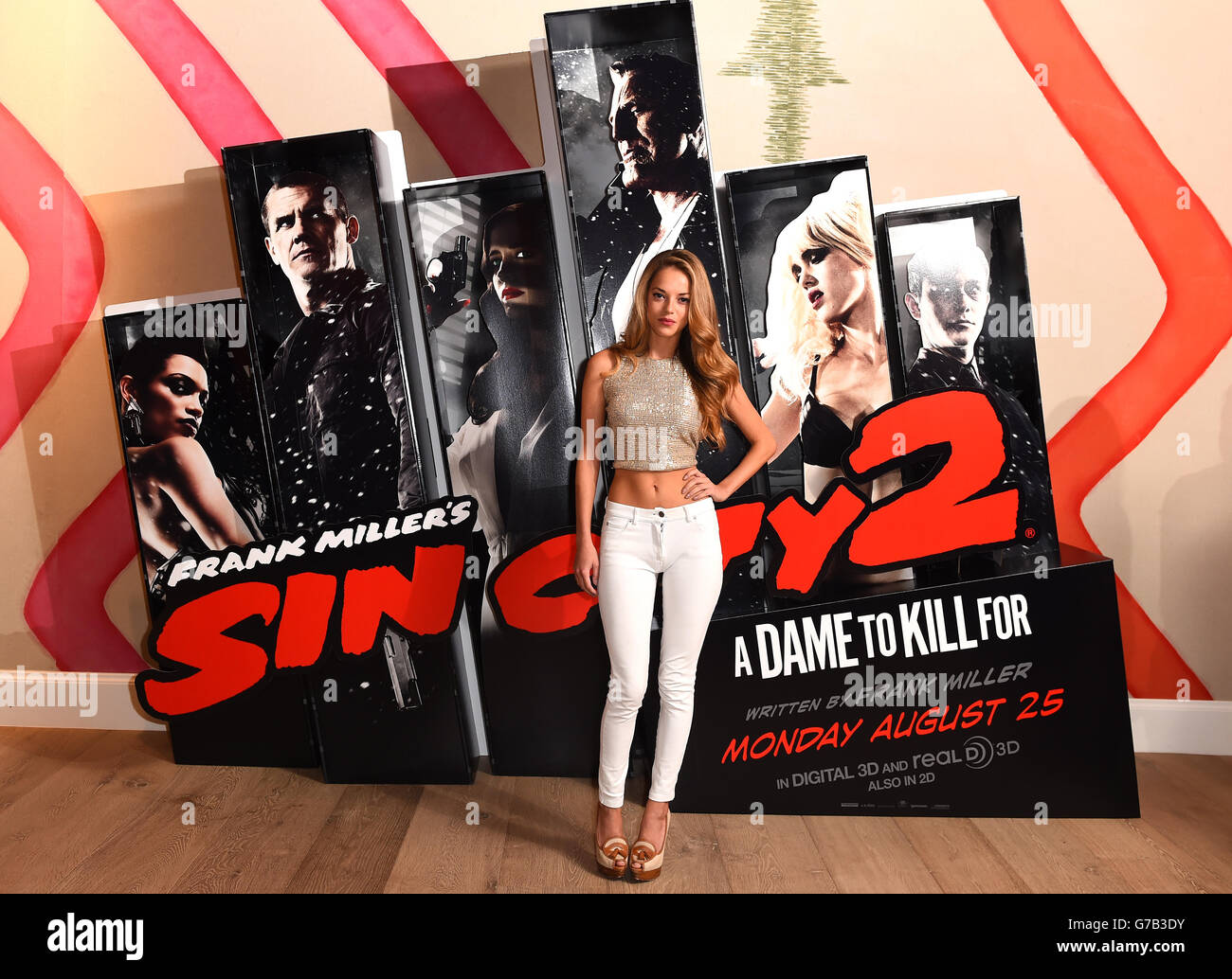Natalie Joel attending a screening for new film Sin City 2 at Ham Yard Hotel in London. Stock Photo