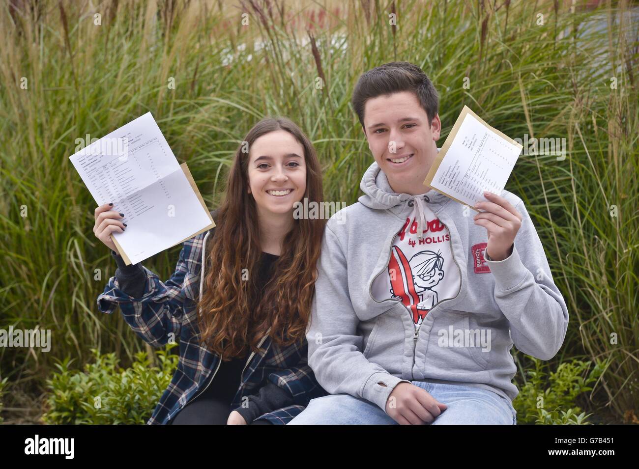 Twins Joe and Megan Wood, 16, from Yate hold their GCSE exam results