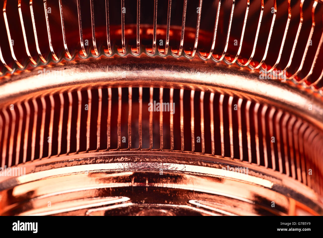 Copper cpu cooler, Extra close up Stock Photo
