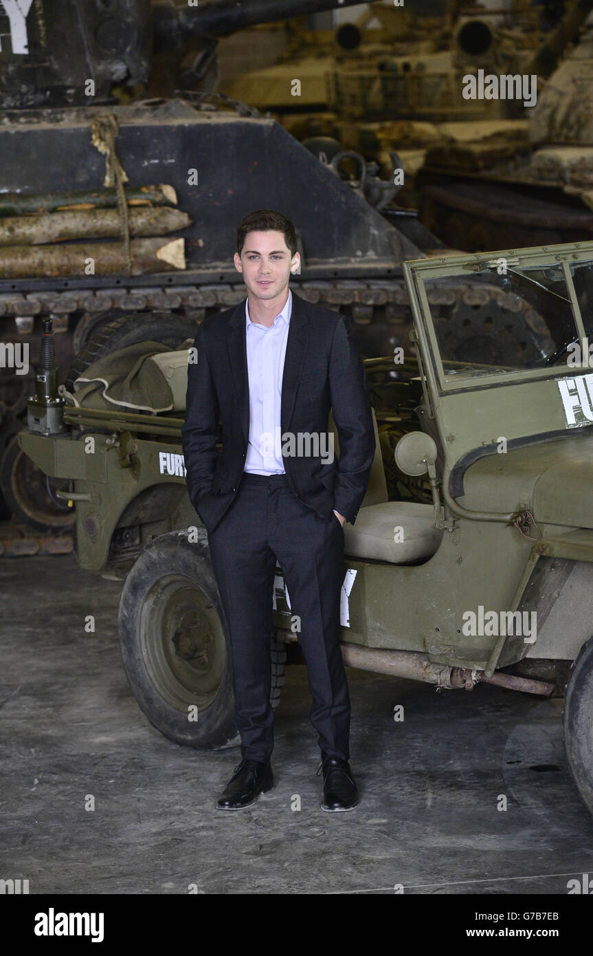 Logan Lerman during a photocall for World War II film fury at The Tank
