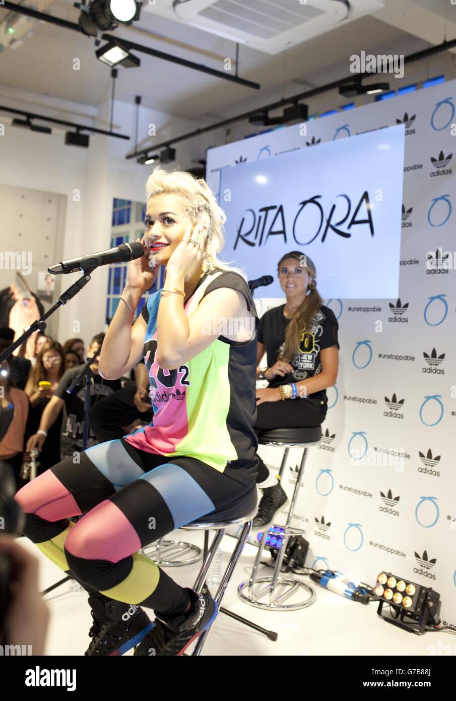 Rita Ora performs at adidas global launch at 15 Fouberts Place, London  Stock Photo - Alamy