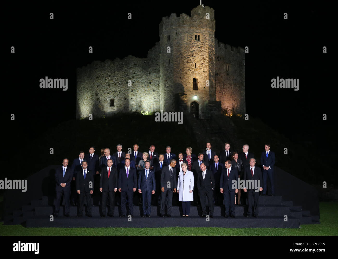 NATO leaders pose for a family photo at the NATO Summit dinner at ...
