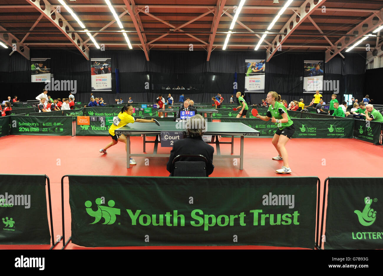 A general view of the action in the table tennis during the Sainsbury's 2014 School Games at the