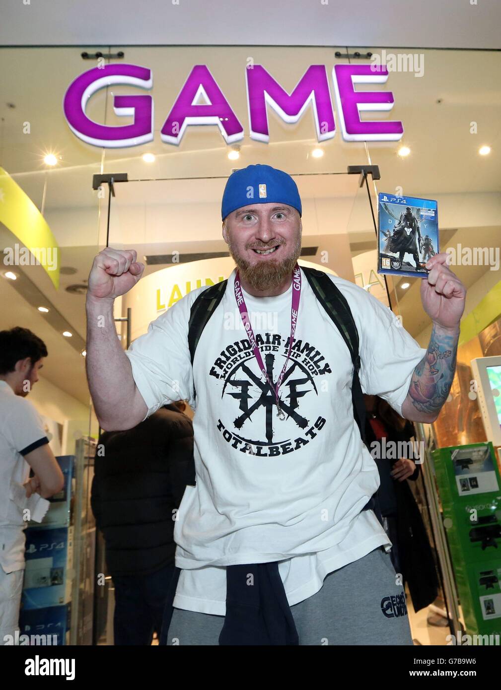 EDITORIAL USE ONLY Csaba Toth, 38 from Wood Green North London is the first person to pick up Destiny, the latest game from the creators of Halo, after its midnight release at GAME in Westfield Stratford City in London. PRESS ASSOCIATION Picture date: Monday September 8, 2014. Photo credit should read: Matt Alexander/PA Stock Photo