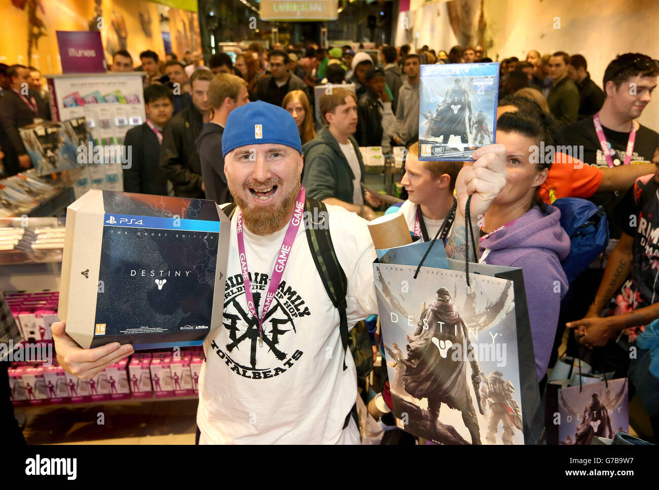 EDITORIAL USE ONLY Csaba Toth, 38 from Wood Green North London is the first person to pick up Destiny, the latest game from the creators of Halo, after its midnight release at GAME in Westfield Stratford City in London. PRESS ASSOCIATION Picture date: Monday September 8, 2014. Photo credit should read: Matt Alexander/PA Stock Photo