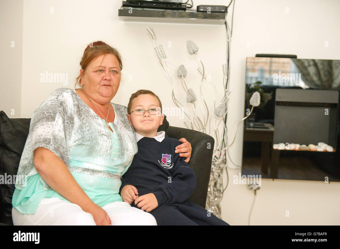 Residents Catherine and Callum McNulty in their new apartment, as 75 new Dublin City Council homes are opened by President of Ireland Michael D. Higgins in Inchicore. Stock Photo