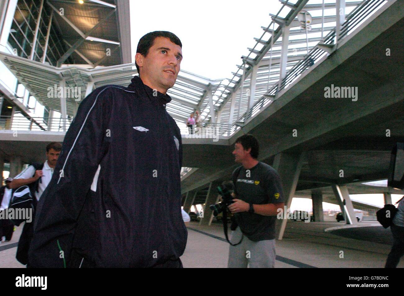 Ireland captain Roy Keane arrives at Basel airport, Switzerland, on before Wednesday night's World Cup Qualifier against the Swiss. Stock Photo