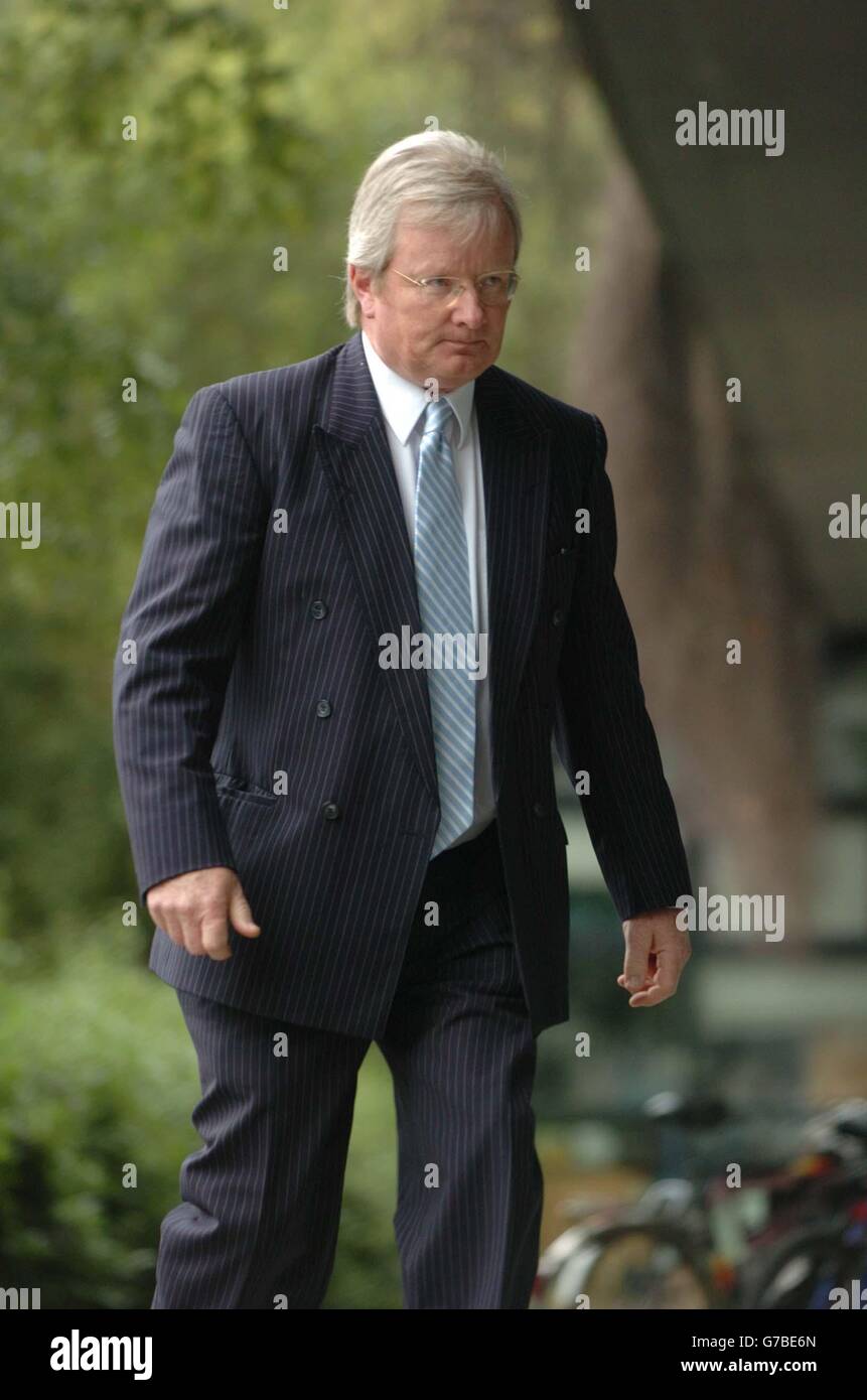 Judge Alan Mahon, chair of the Planning Tribunal, arriving at Dublin Castle, where he told former Irish Minister of Finance, Ray Burke, that he must pay ten million Euro in legal costs. The judge said the former Fianna Fail TD had consistently given misleading and false evidence to the tribunal, that at times his evidence and assistance was superficial and given to create an impression of cooperation and that he had no doubt Mr Burke knew full well that the evidence and information being disclosed by him and others to the tribunal was false and misleading. The tribunal was set up in 1997 to Stock Photo