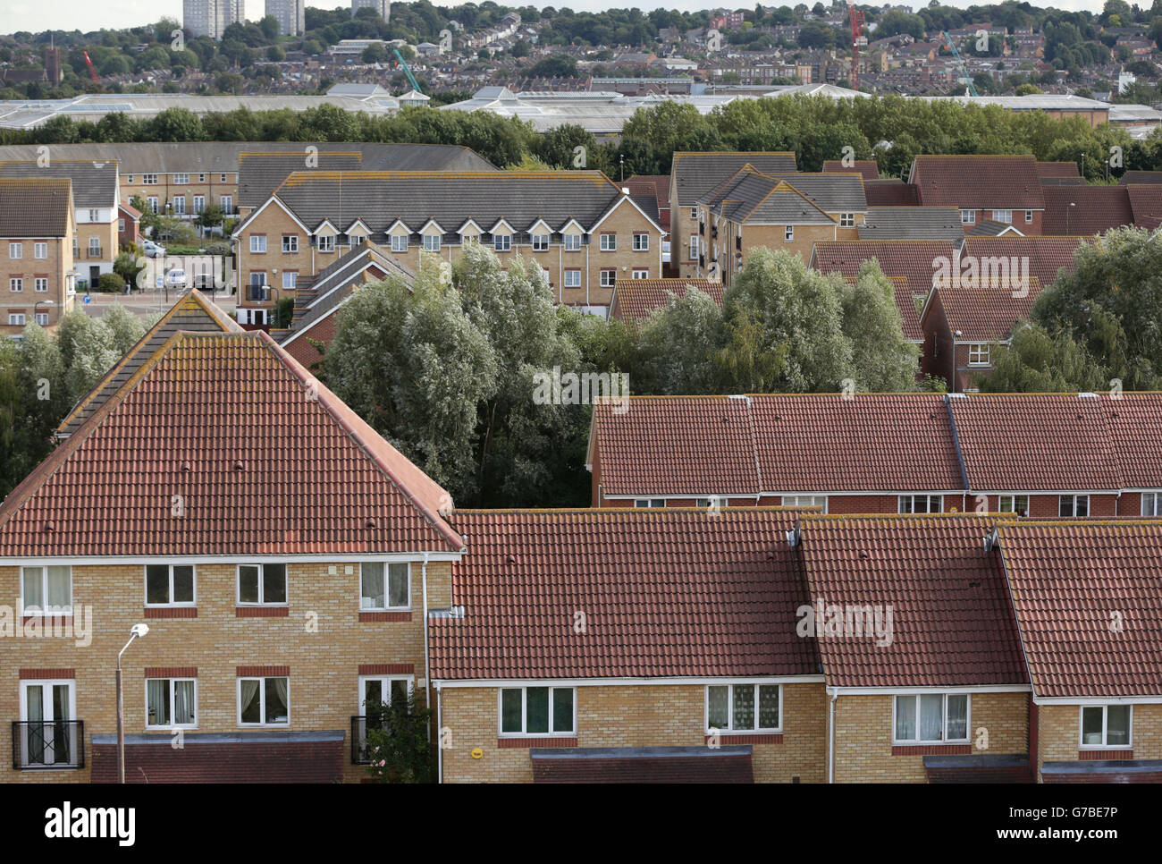 A view of houses in Thamesmead, south east London Stock Photo Alamy