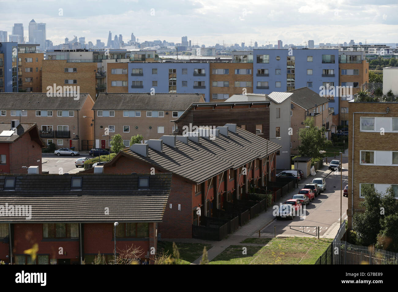 House prices. A view of houses in Thamesmead, south east London. Stock Photo