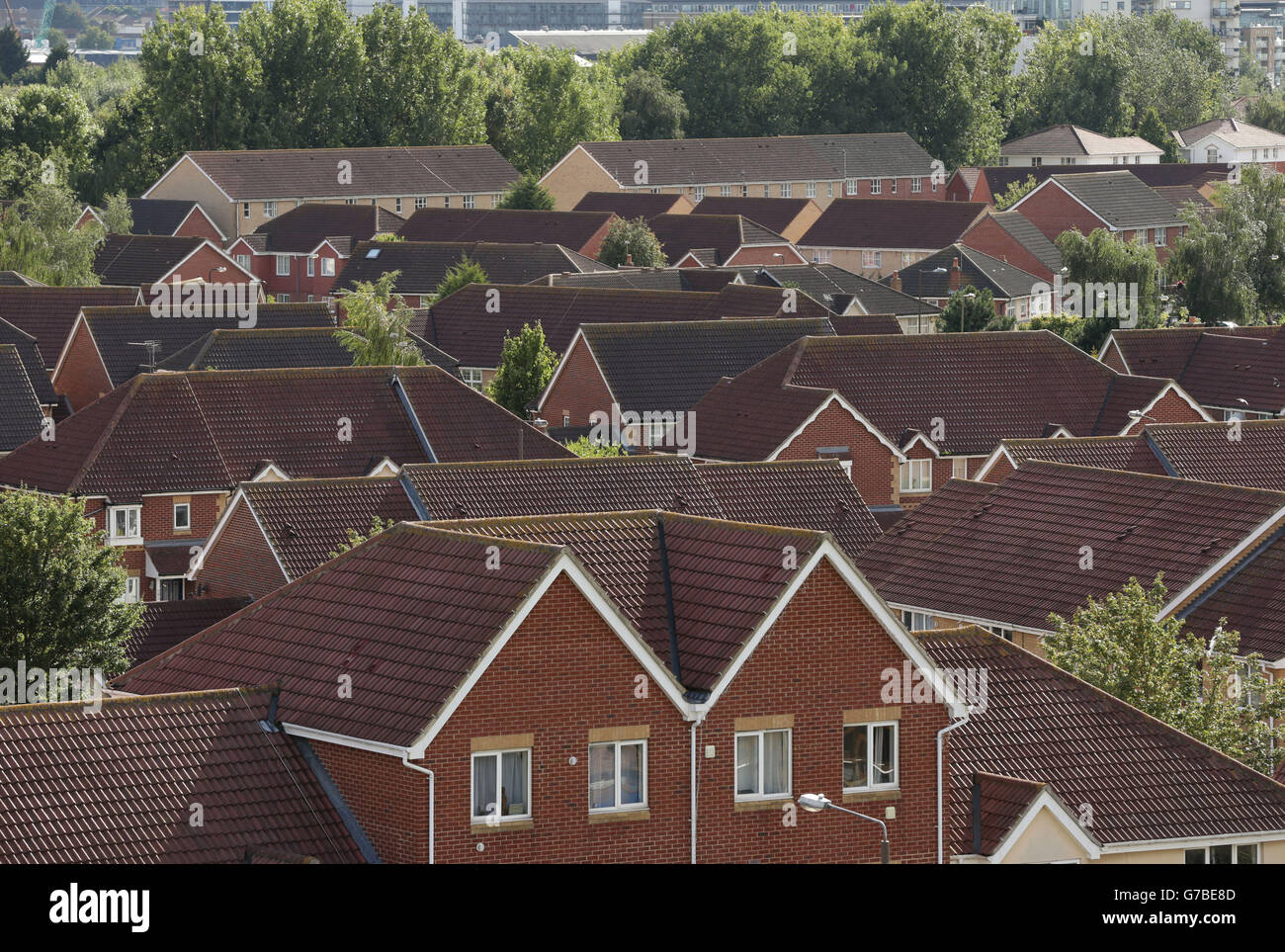 House prices. A view of houses in Thamesmead, south east London. Stock Photo