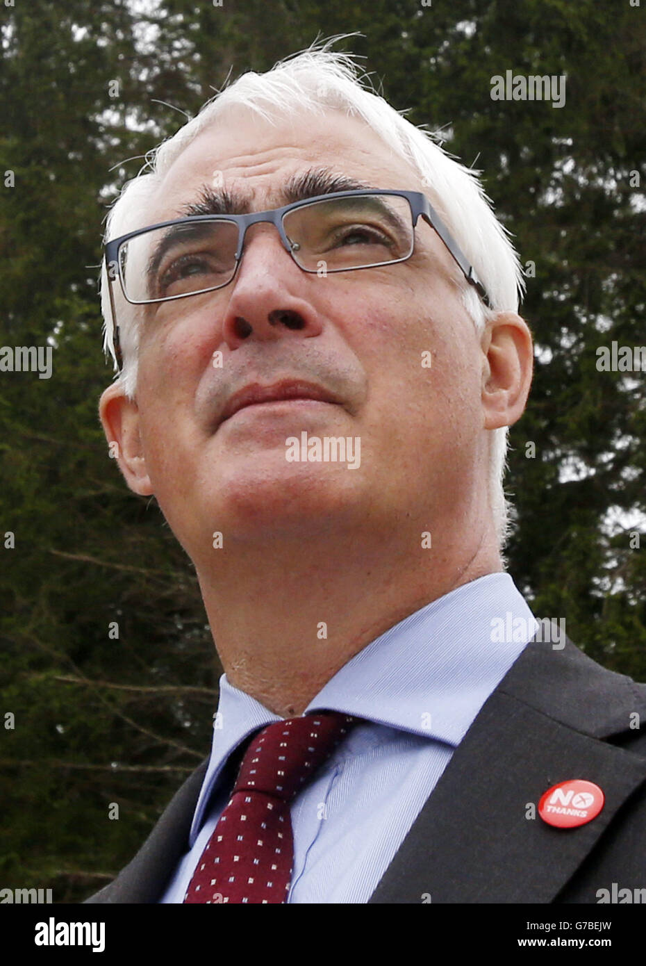 Better Together Leader Alistair Darling during a visit to HOBESCO Biomass Energy Centre near Banchory in Scotland as the Scottish independence referendum campaign continues. Stock Photo