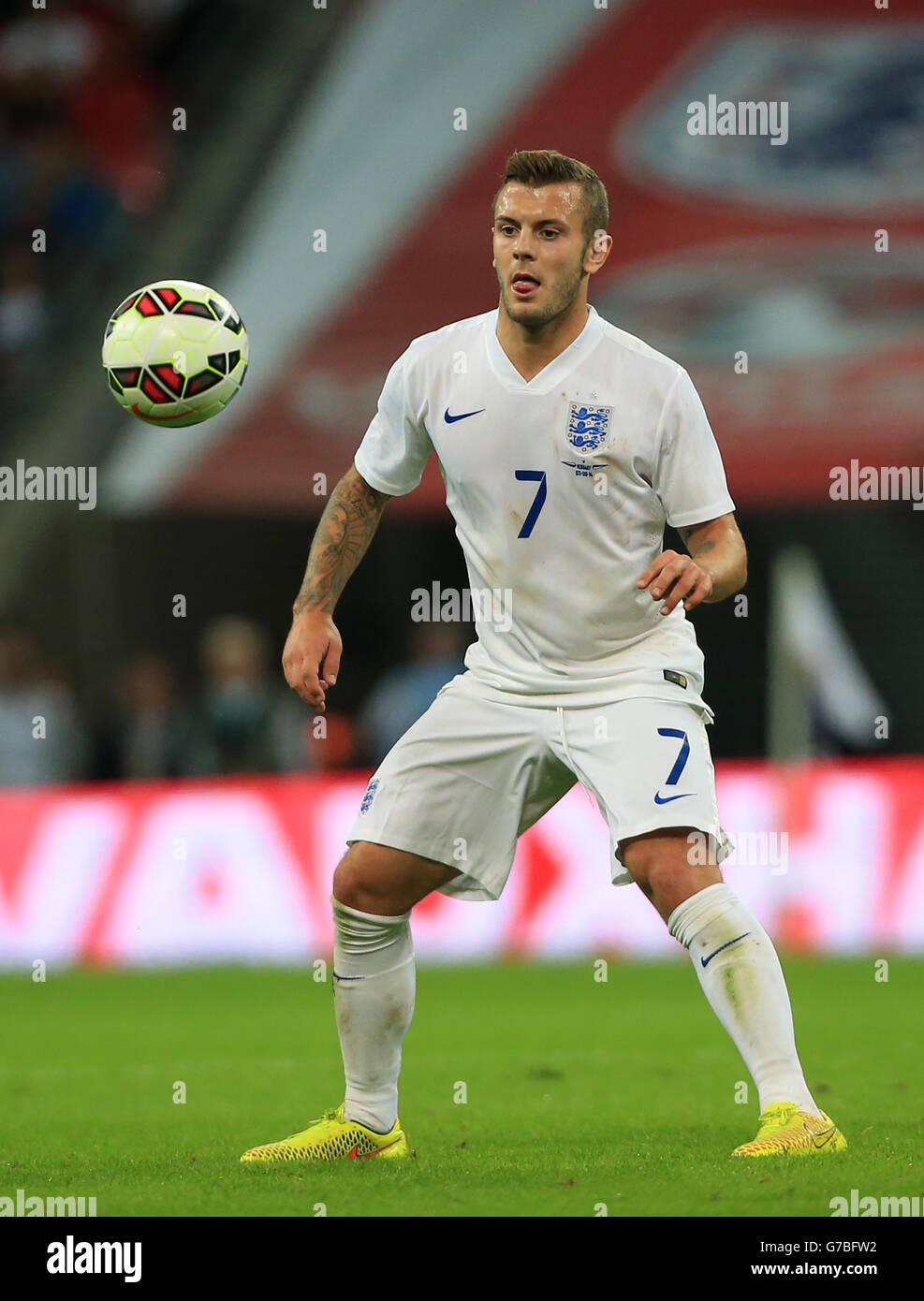 England's Jack Wilshere during the International Friendly at Wembley Stadium, London. PRESS ASSOCIATION Photo. Picture date: Wednesday September 3, 2014. See PA story SOCCER England. Photo credit should read: Nick Potts/PA Wire. Stock Photo