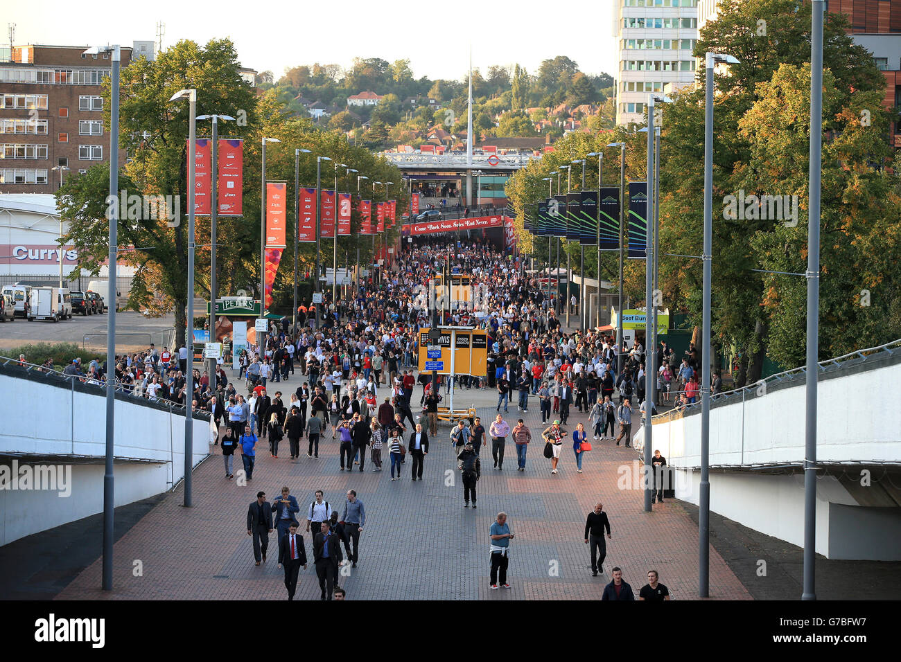 The fans make their way down Wembley Way before the International Friendly at Wembley Stadium, London. PRESS ASSOCIATION Photo. Picture date: Wednesday September 3, 2014. See PA story SOCCER England. Photo credit should read: Nick Potts/PA Wire. Stock Photo