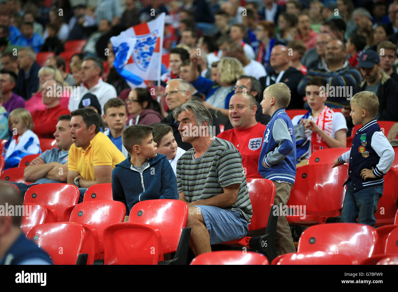 Empty seats can be seen in the stands during the International Friendly at Wembley Stadium, London. PRESS ASSOCIATION Photo. Picture date: Wednesday September 3, 2014. See PA story SOCCER England. Photo credit should read: Nick Potts/PA Wire. Stock Photo