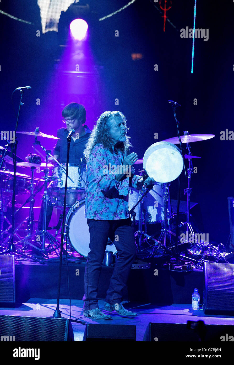 Robert Plant performs on stage at iTunes Festival at the Roundhouse in London. Stock Photo