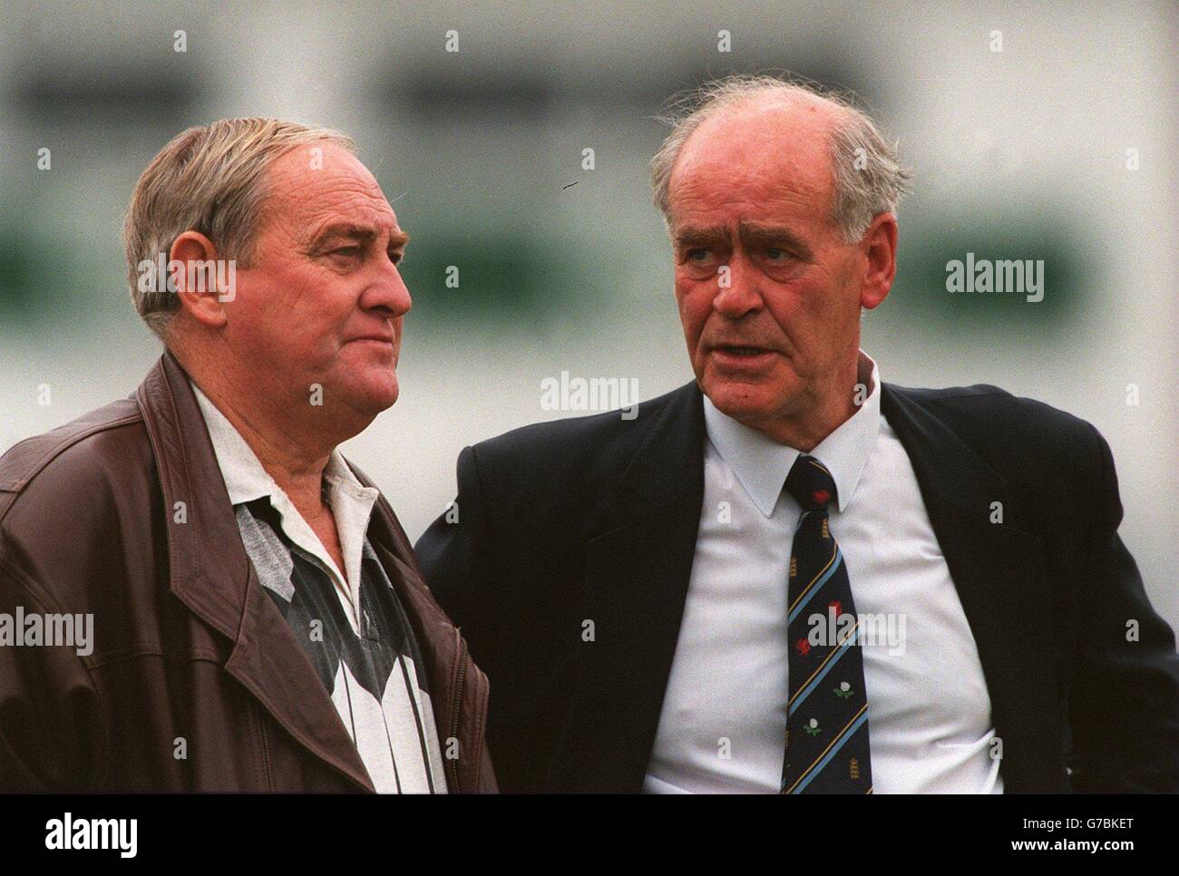 Cricket, England Nets. L-R: Ray Illingworth and Brian Close Stock Photo