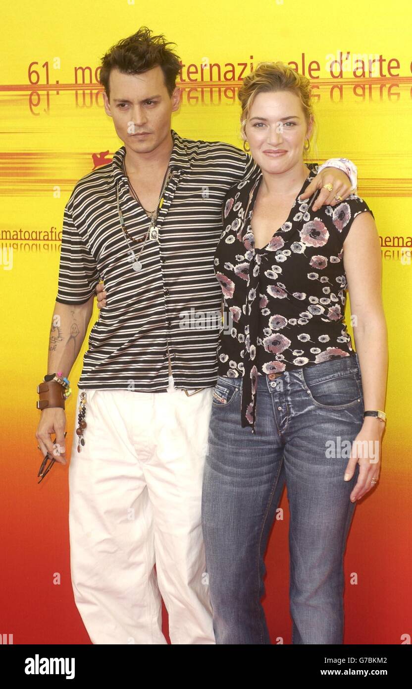 Actors Depp and Kate Winslet during a photocall to promote their latest film Neverland, during the 61st Venice Film Festival at in Stock Photo - Alamy