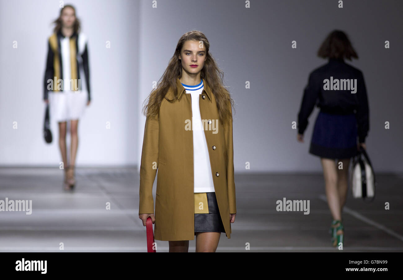 Models on the catwalk at the Topshop Show Space in London during London Fashion Week. Stock Photo