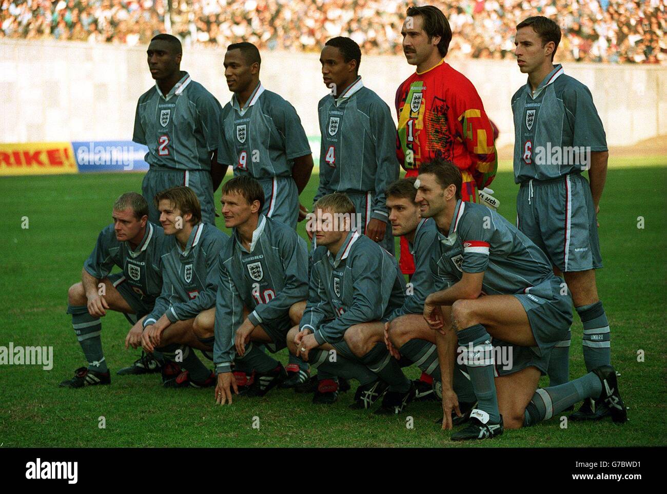 INTERNATIONAL SOCCER v England World Cup Qualifier. The England Team lineup before