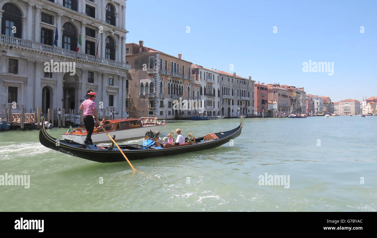 VENICE, Italy.  Siteseeing by gondola along the Grand Canal. Photo Tony Gale Stock Photo