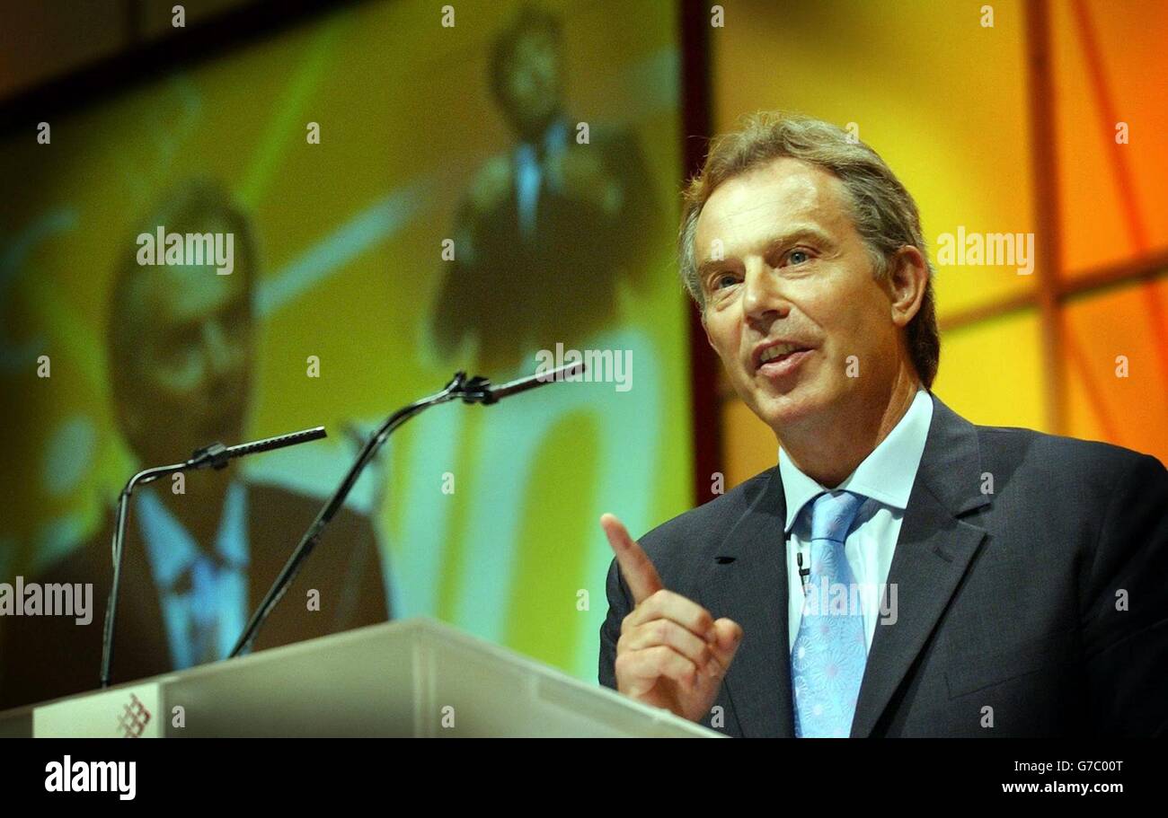 Britain's Prime Minister Tony Blair arrives for the TUC Conference in Brighton. The Government was today attacked for failing to repeal anti-union laws amid complaints that workers were still waiting for basic rights seven years after Labour came to power. Stock Photo
