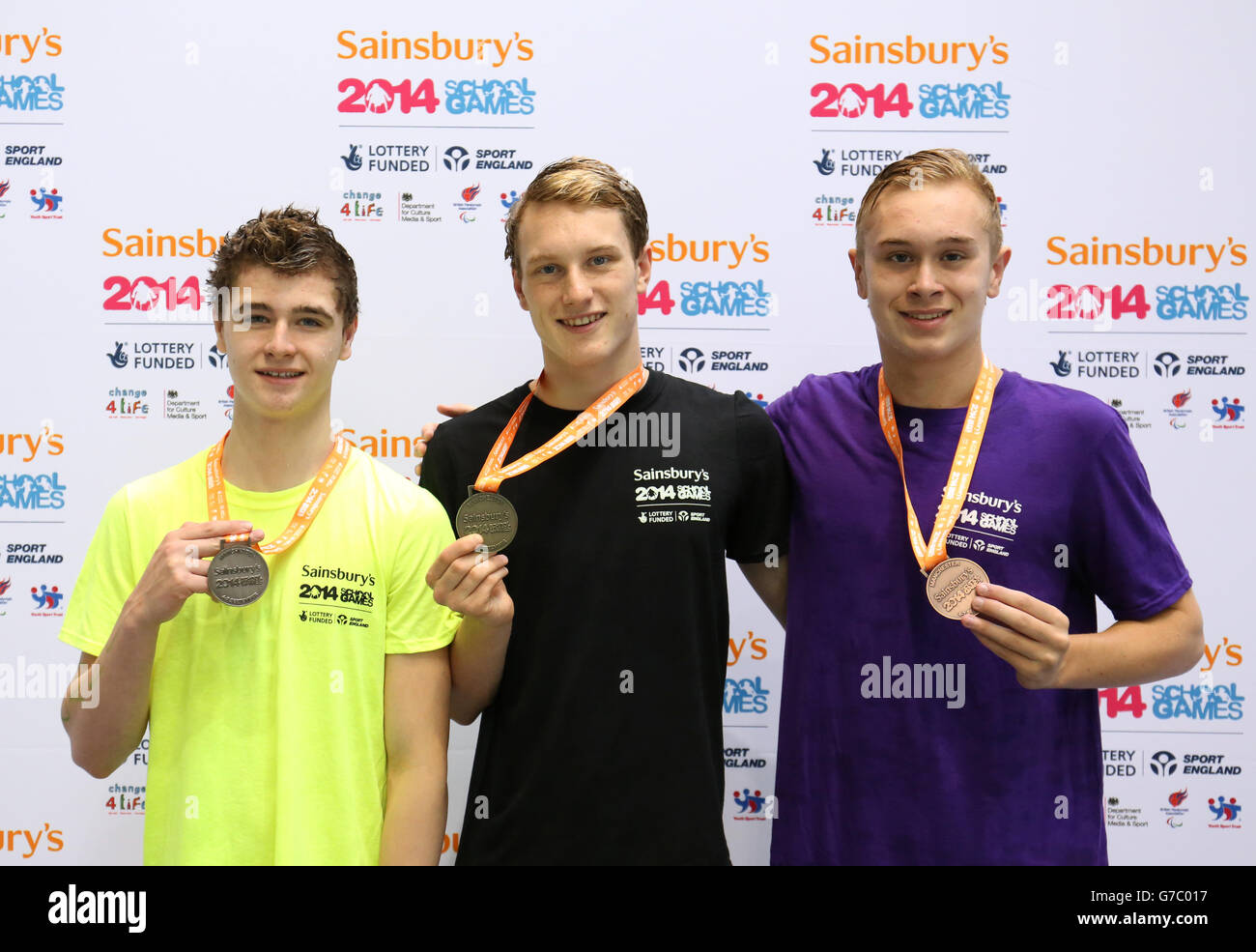 The medal ceremony for the Boys Open 200m Backstroke England North's ...