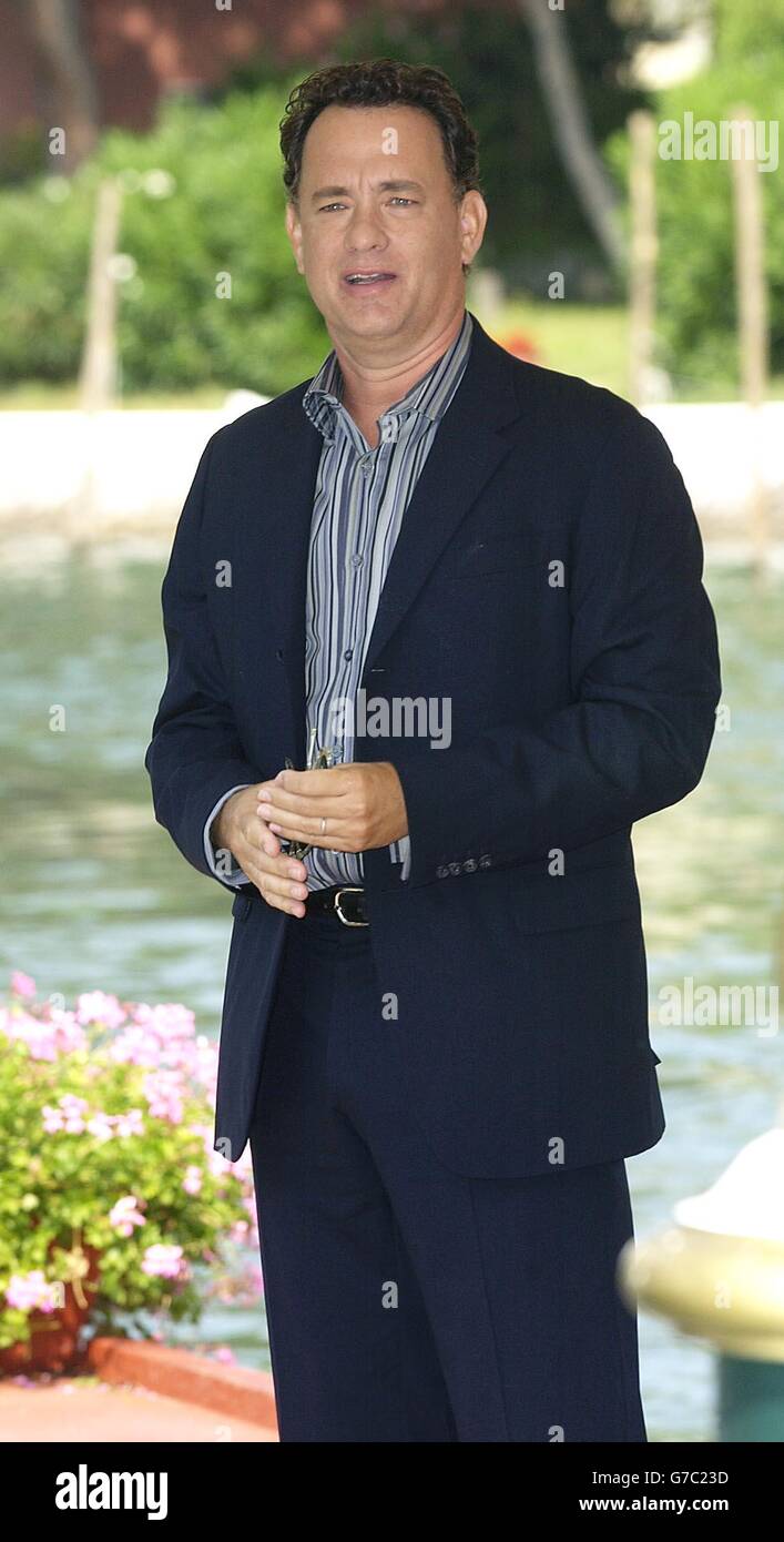 US actor Tom Hanks arrvies at the Lido in Venice to promote his new film Terminal during the 61st International Venice Film Festival. Stock Photo