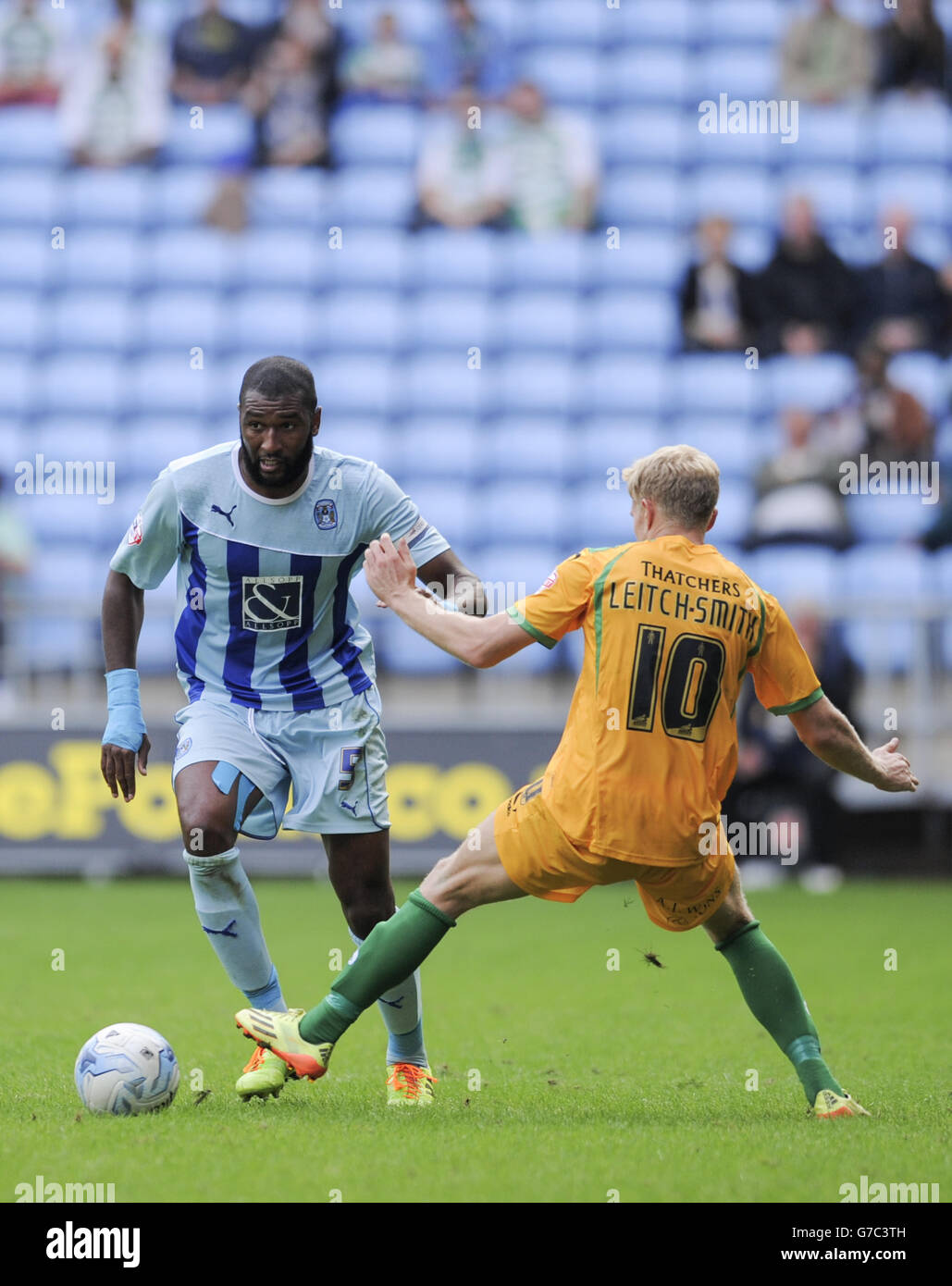 Coventry City's Reda Johnson (left) and Yeovil Town's Ajay Leitch-Smith ...
