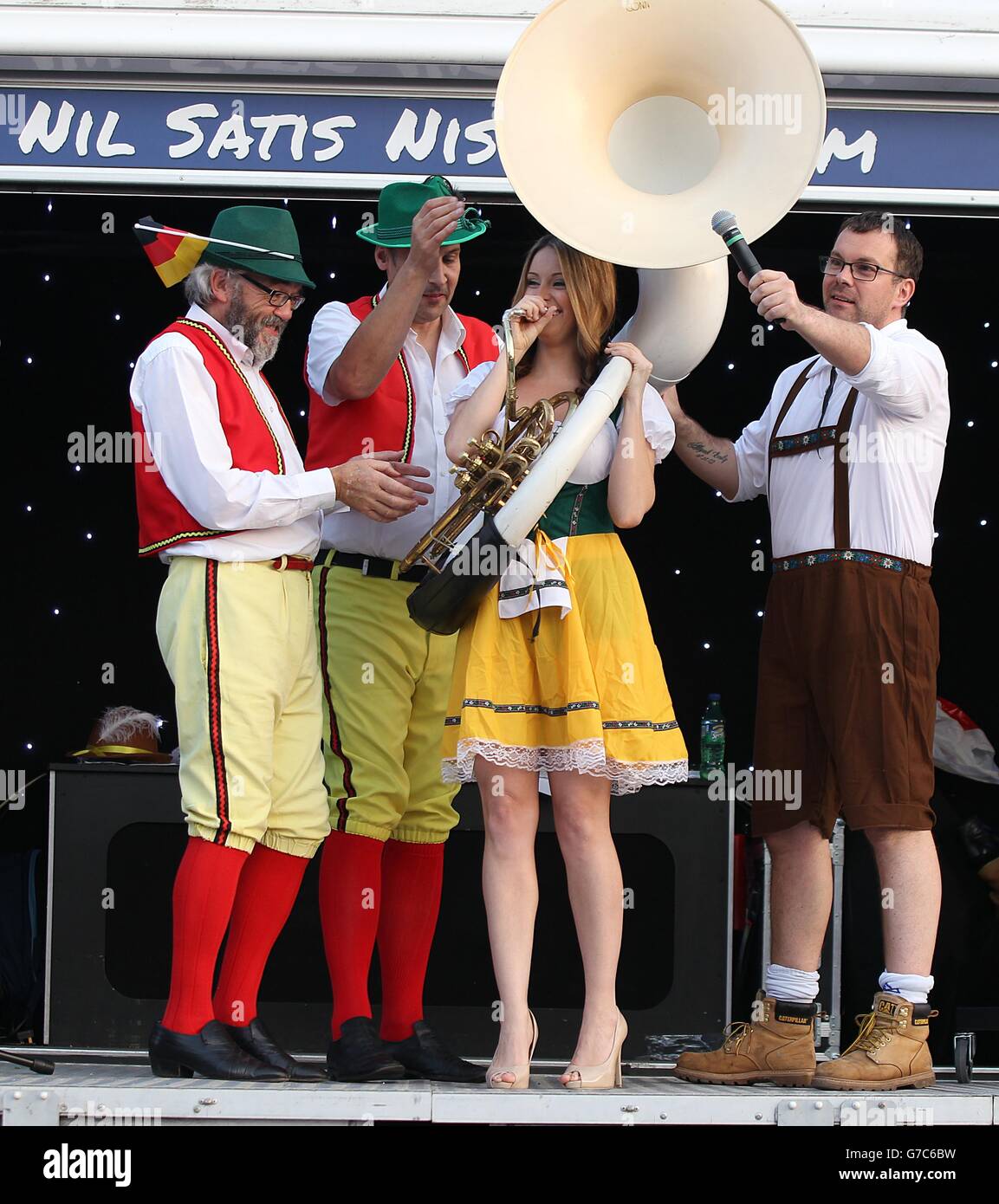 Soccer - UEFA Europa League - Group H - Everton v VfL Wolfsburg - Goodison Park. An Oompah band on stage in the Fan Zone. Stock Photo