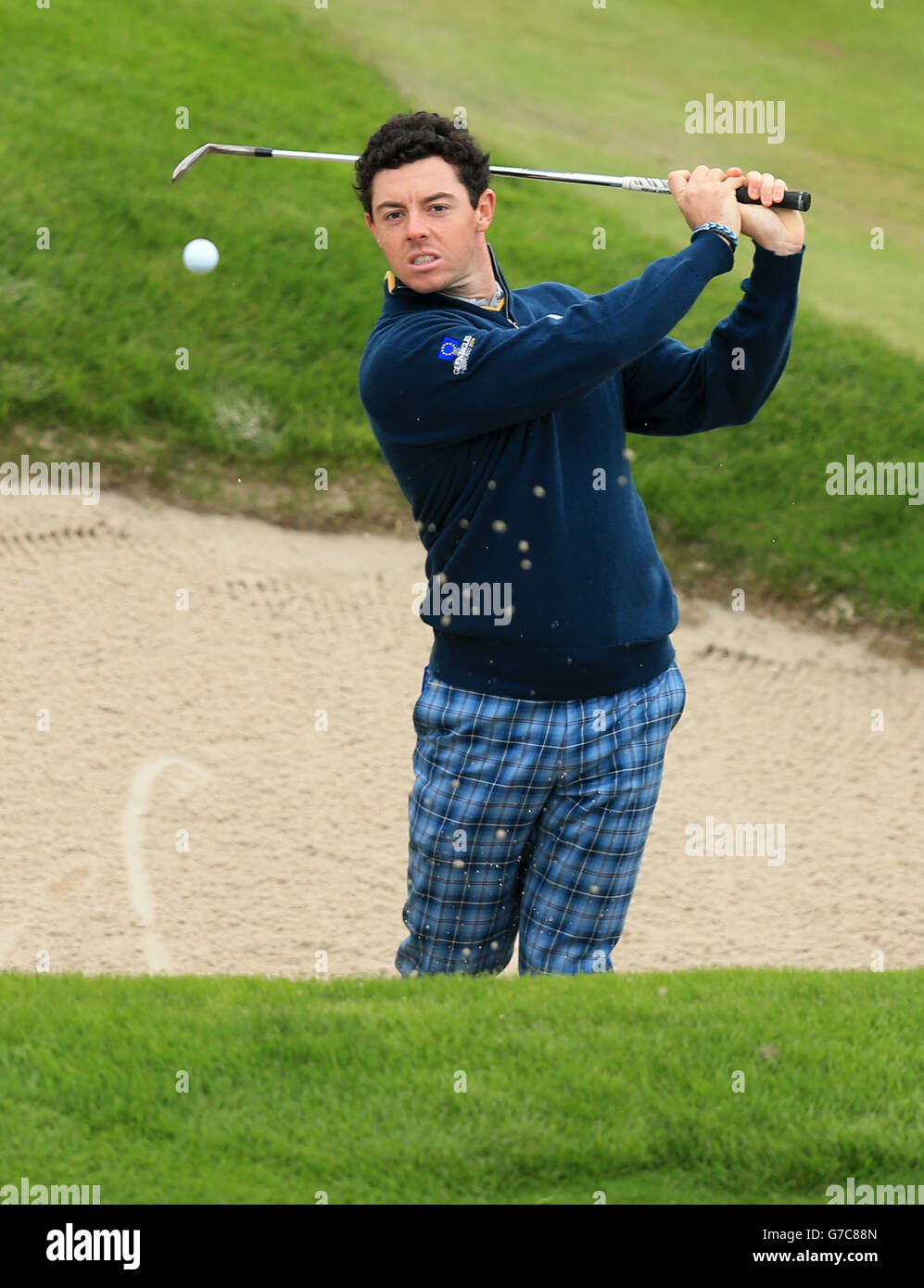 Golf - 40th Ryder Cup - Practice Day One - Gleneagles. Europe's Rory McIlroy during a practice session Stock Photo