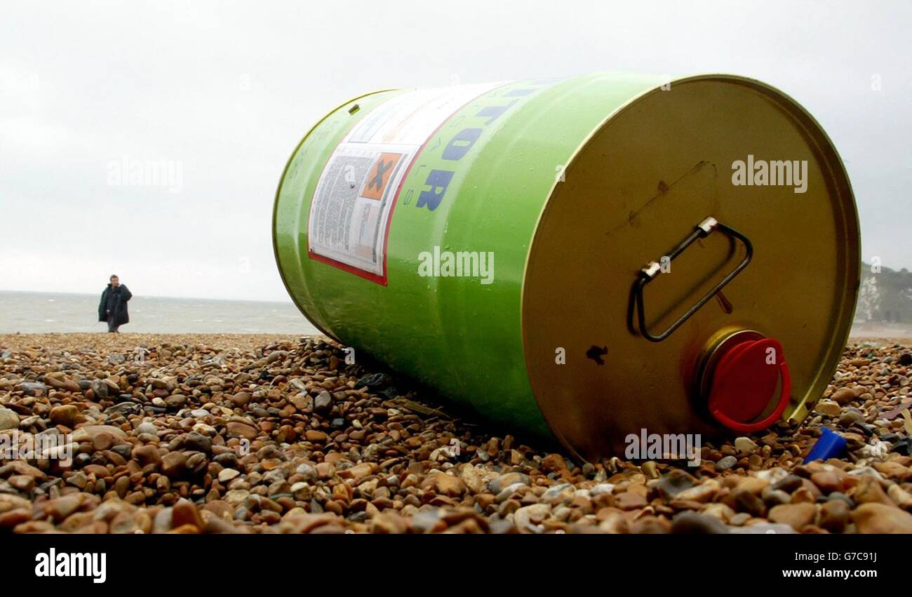 Litter on British beaches Stock Photo