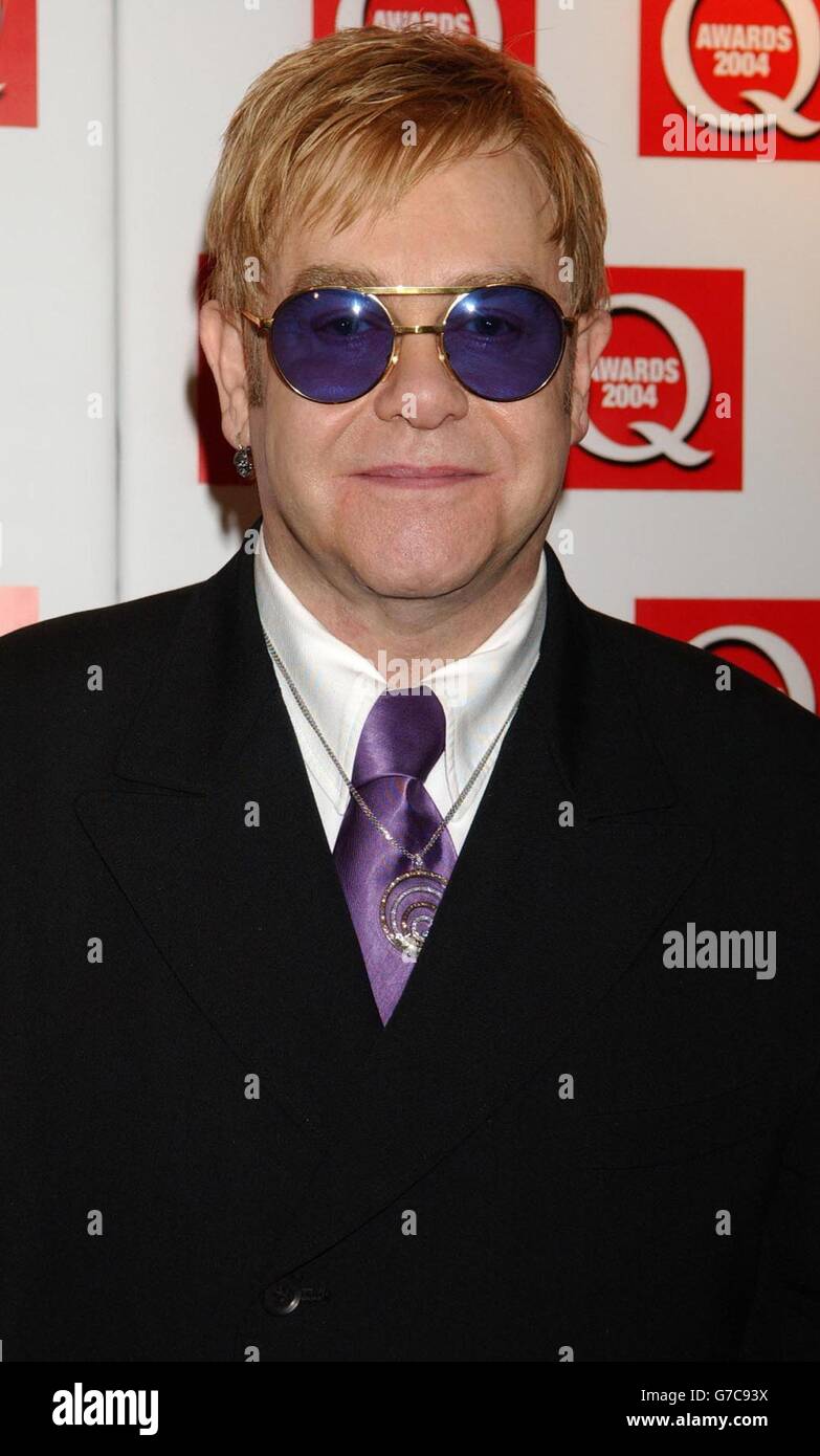 Elton John arrives for the 16th annual Q Awards at Grosvenor House in London's Park Lane. Jonathan Ross hosts the music magazine awards honouring the best in the industry. Stock Photo