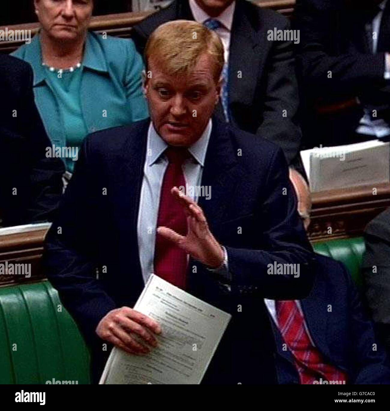 Liberal Democrat leader Charles Kennedy during the weekly Prime Minister's Questions at the House of Commons, London. We are advised that video-grabs should not be used by daily papers later than 48 hours after the broadcast of the programme, without consent of the copyright holder. ALL TV AND INTERNET OUT. Stock Photo