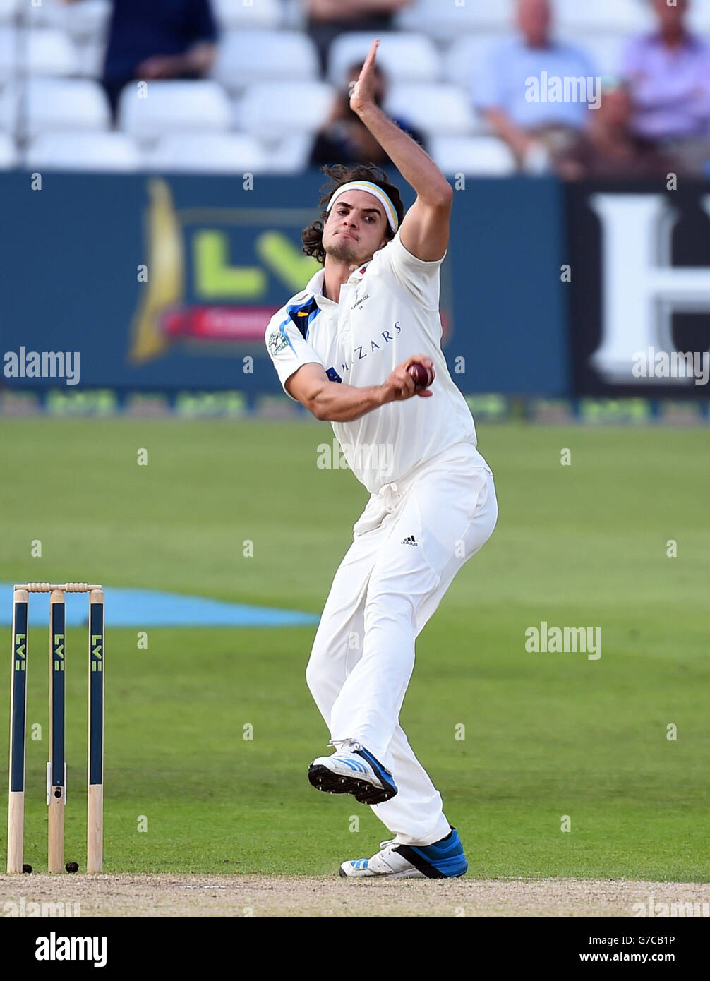 Yorkshire's Jack Brooks bowls during day two of the LV= County Championship Division One match at Trent Bridge, Nottingham. Picture date: Wednesday September 10, 2014. See PA story CRICKET Nottinghamshire. Photo credit should read: Simon Cooper/PA Wire Stock Photo