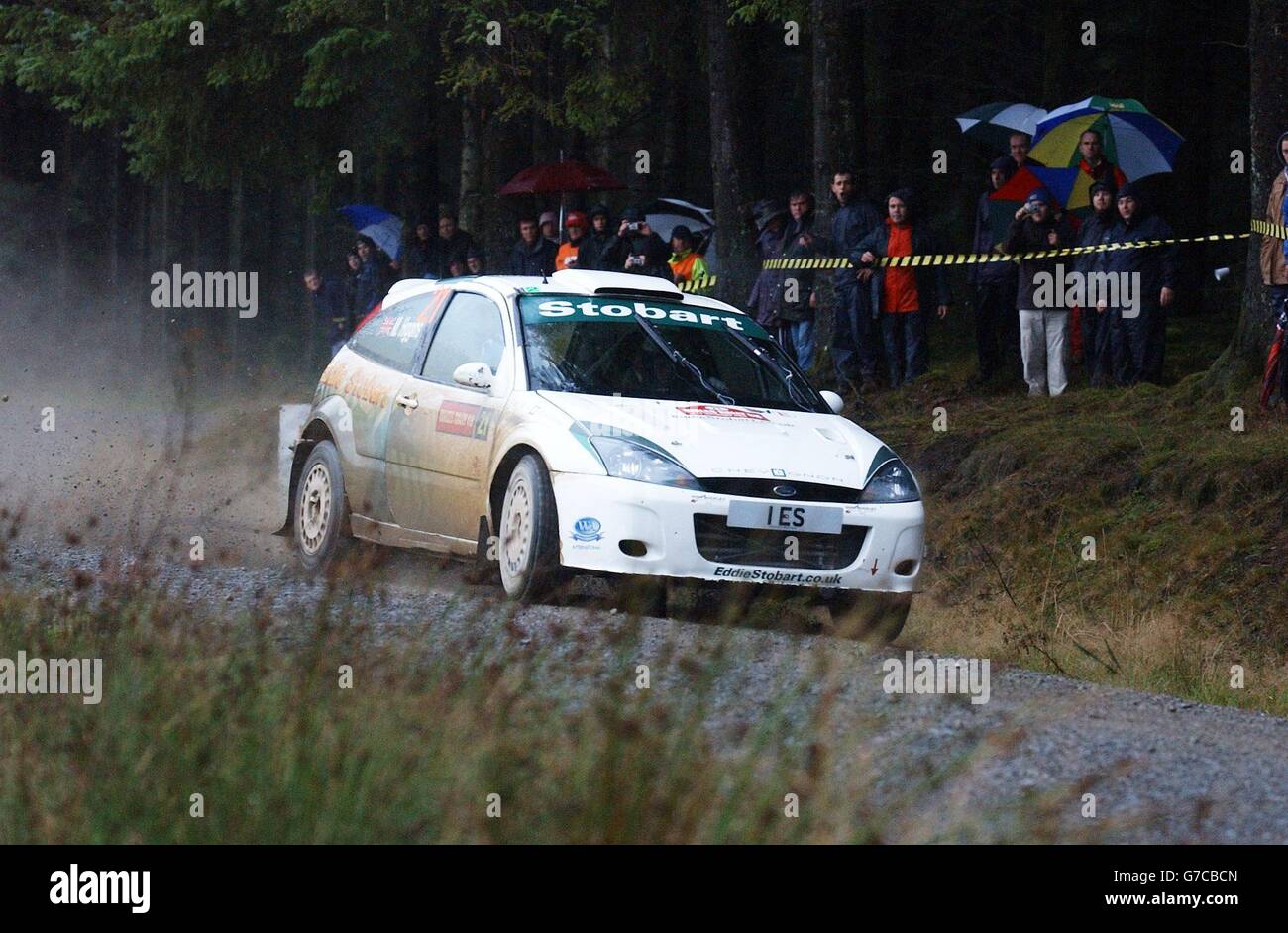 Mark Higgins in his Ford Focus during the Crychan Special Stage of the ...