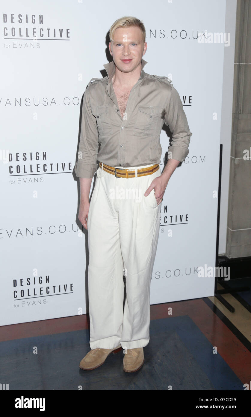 Henry Conway arriving for the Evans London plus-size model catwalk show during London Fashion Week show, at Vauxhall Fashion Scout, Freemason's Hall, in London. Stock Photo