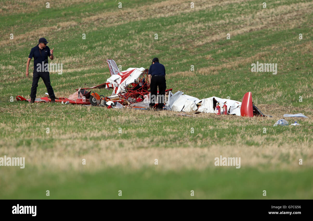 Light aircraft crash after mid air collision hires stock photography