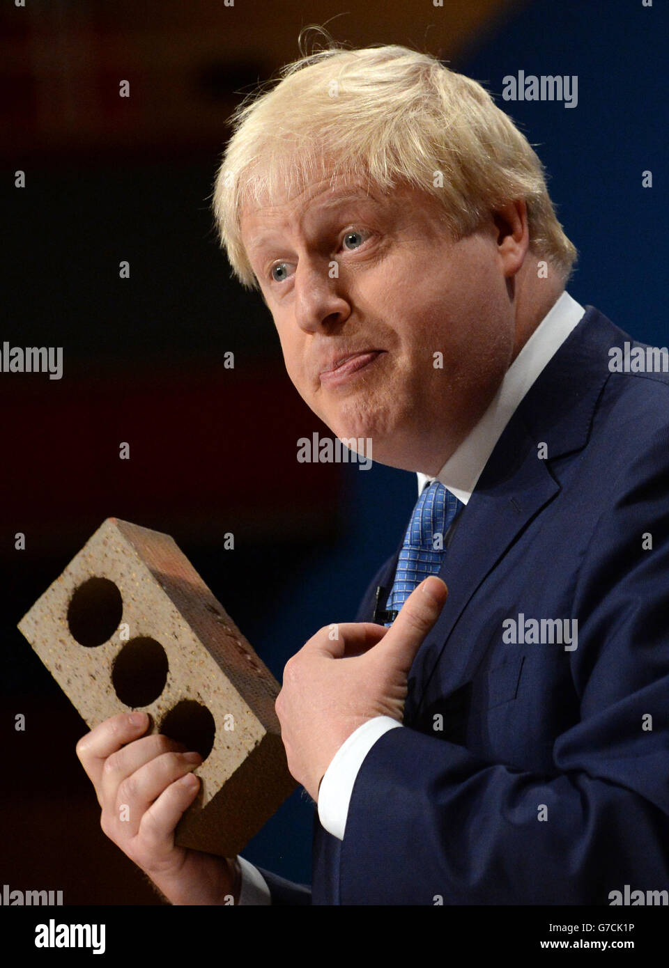 Mayor of London Boris Johnson during his speech to delegates at the Conservative Party annual conference in the International Convention Centre, Birmingham. Stock Photo