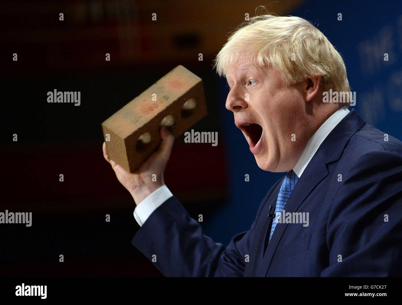 Mayor of London Boris Johnson during his speech to delegates at the Conservative Party annual conference in the International Convention Centre, Birmingham. Stock Photo