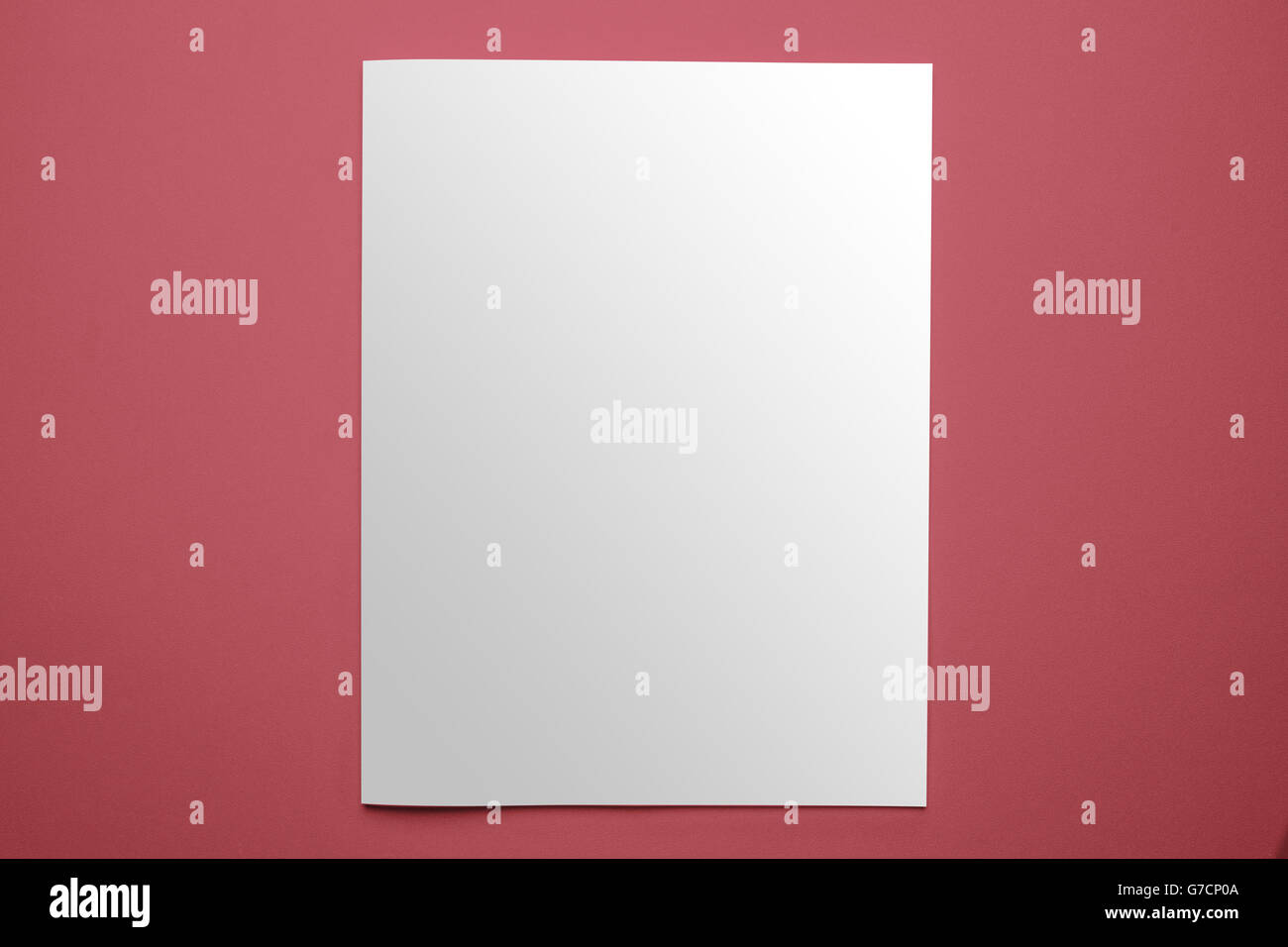 Blank magazine cover template isolated on red background with clipping