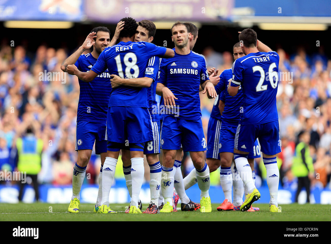 Loic Remy Celebration Chelsea's players celebrate with goalscorer Loic Remy after their ...