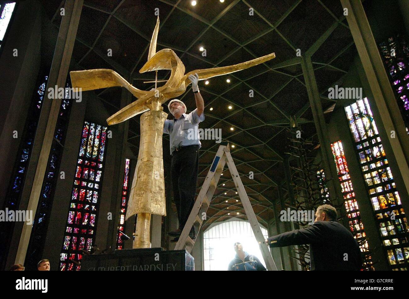 The 'Cross of Nails' is reinstalled Stock Photo