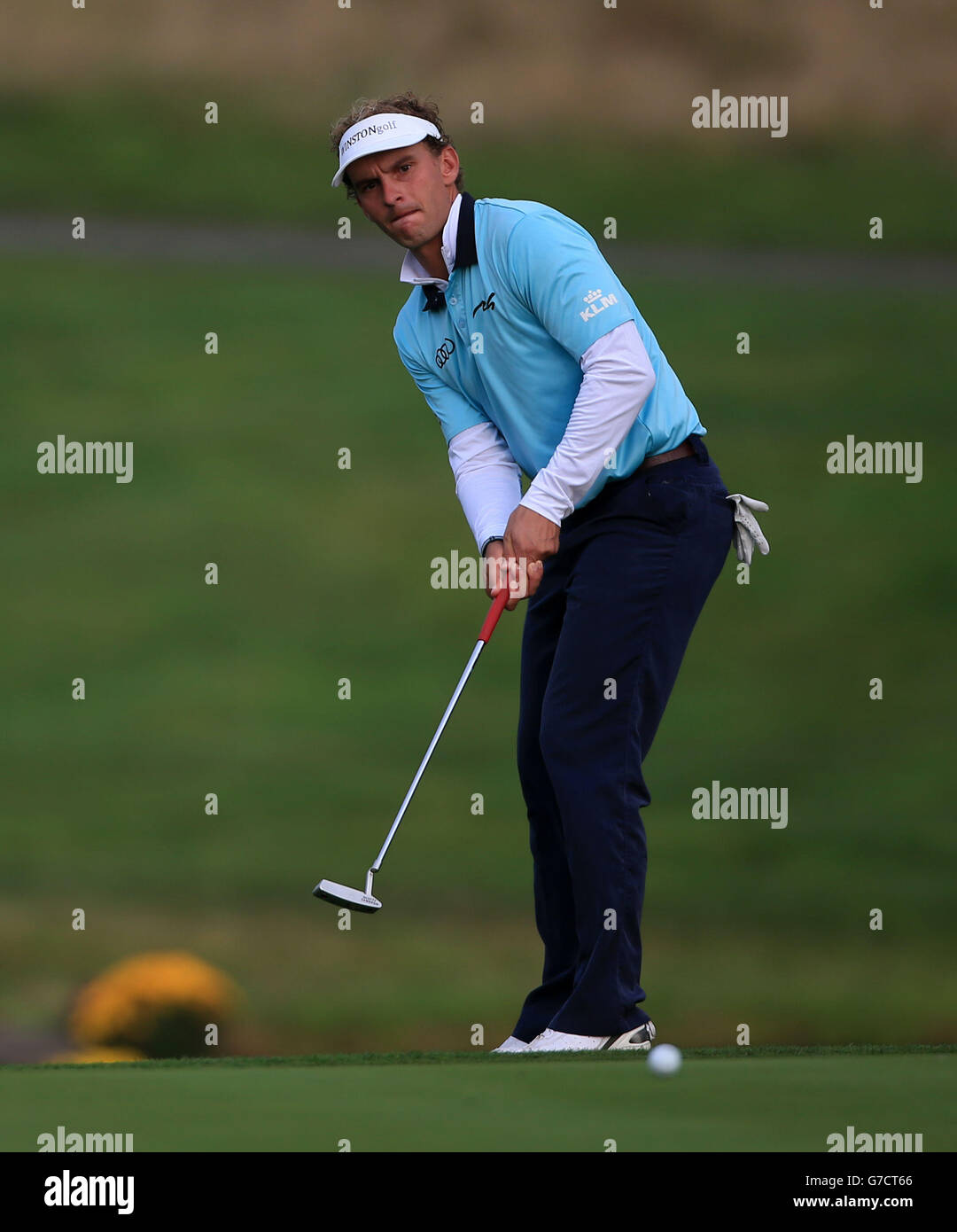 Holland's Joost Luiten on the 18th green during day one of the 2014 ISPS Handa Welsh Open at Celtic Manor, Newport. Stock Photo