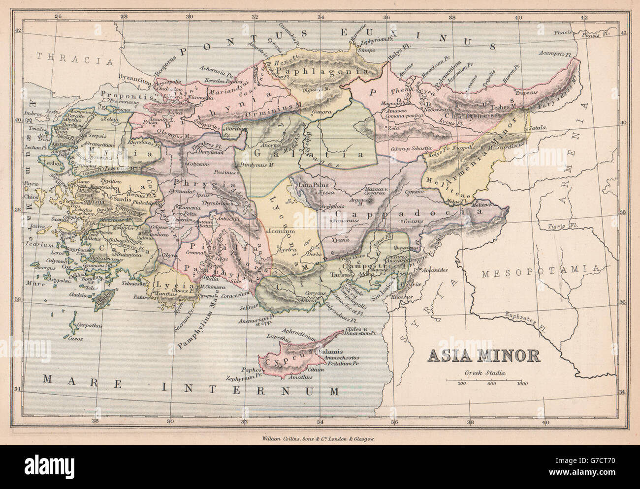 ANCIENT TURKEY. ‘Asia Minor’. Provinces. BARTHOLOMEW, 1878 antique map