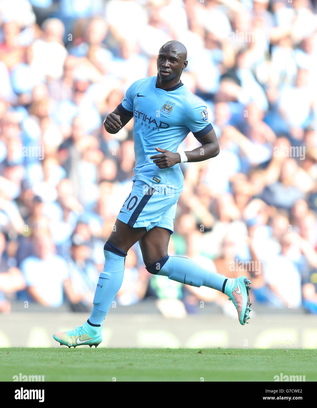 Manchester City's Eliaquim Mangala during the Barclays Premier League match  at the Etihad Stadium, Manchester Stock Photo - Alamy